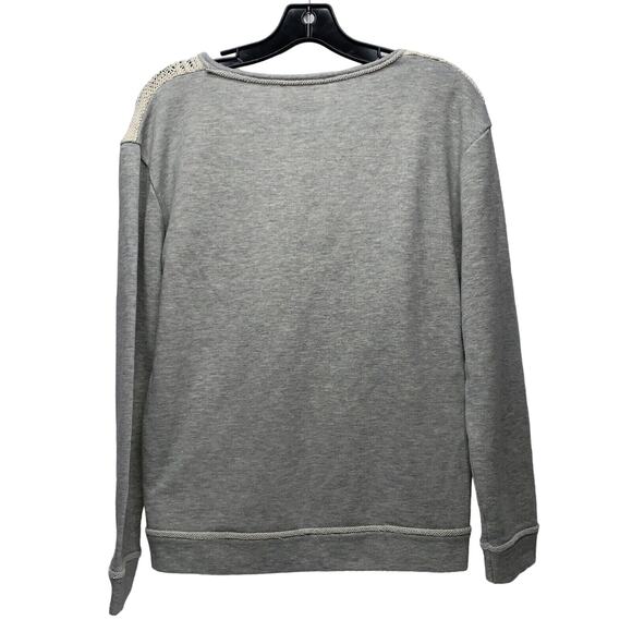 Sundance Sweater Womens Small Cable Knit Mix Media Cotton Pullover Gray Ivory - Picture 2 of 11